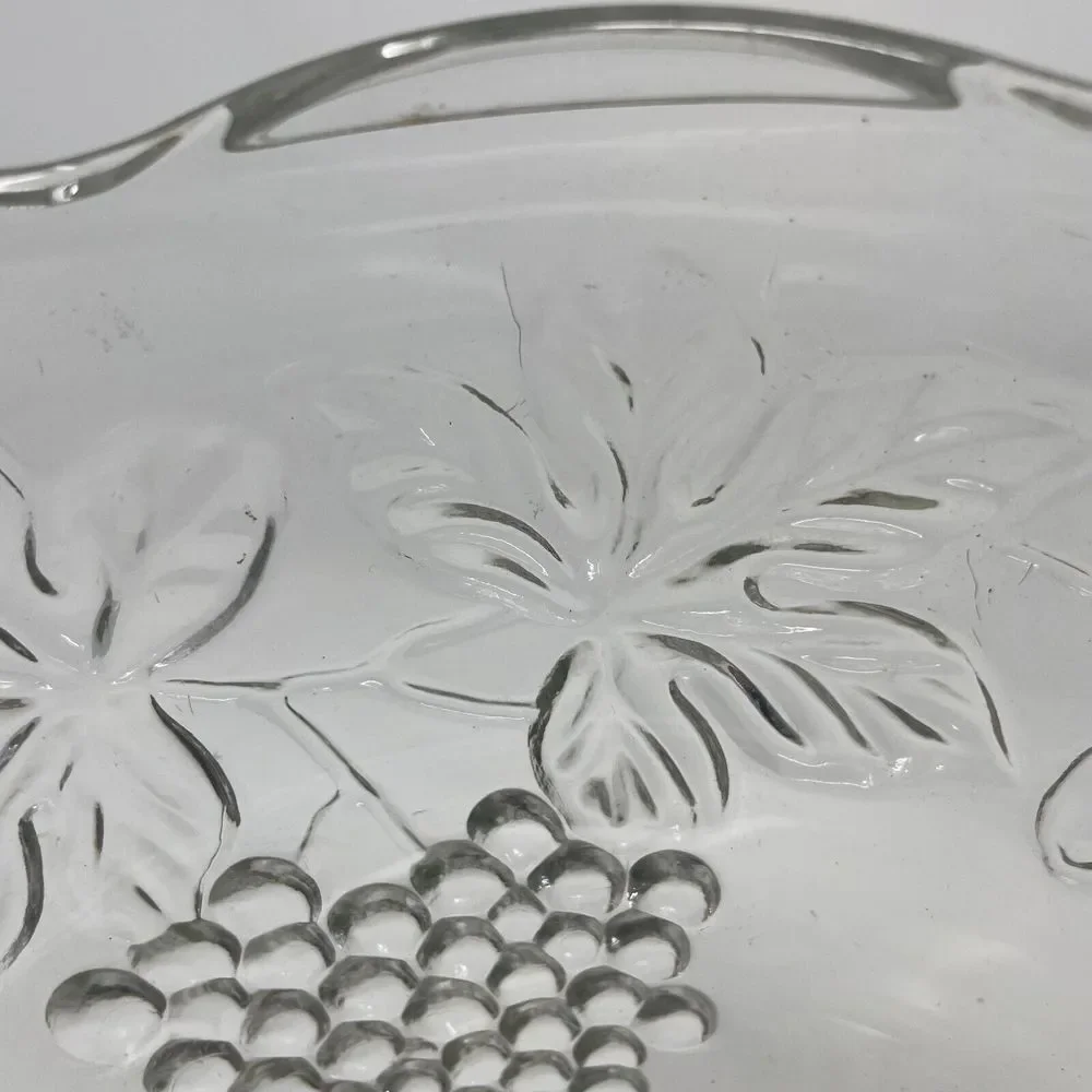 Anchor Hocking Vintage Large Clear Glass Punch Bowl Only‎ Grape & Vine Design